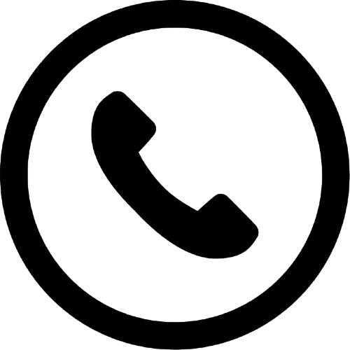Icon of a telephone handset inside a circle.