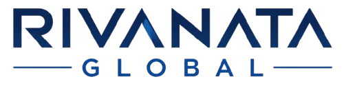 Rivanna Global logo with stylized text in blue.