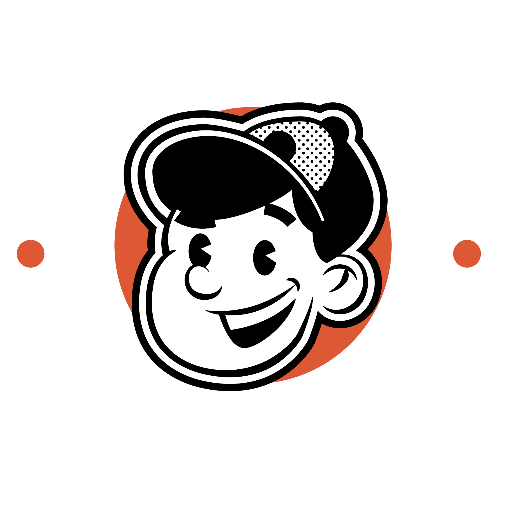 Logo of Dexter Sign and Letter Co. featuring a smiling cartoon boy with , surrounded by black and orange circular text.