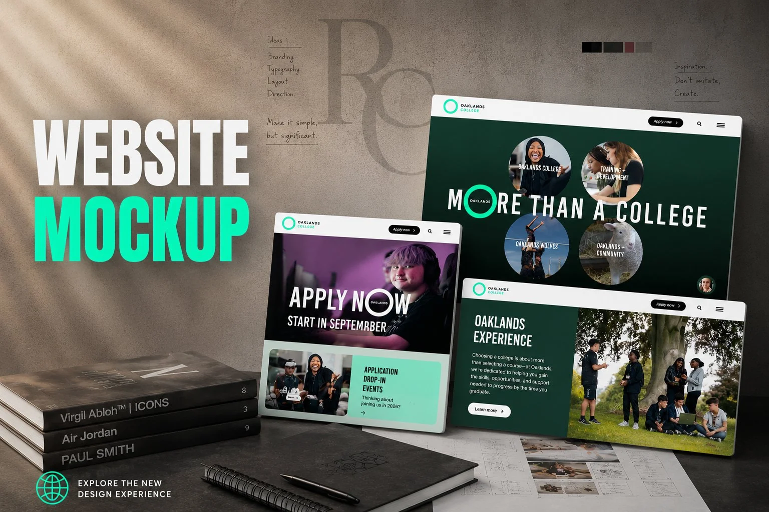 This website redesign was developed as part of a wider evolution of the Oaklands College brand, moving away from the previous light blue colour palette towards a richer green tone inspired by the heritage of the college and the surrounding St Albans 