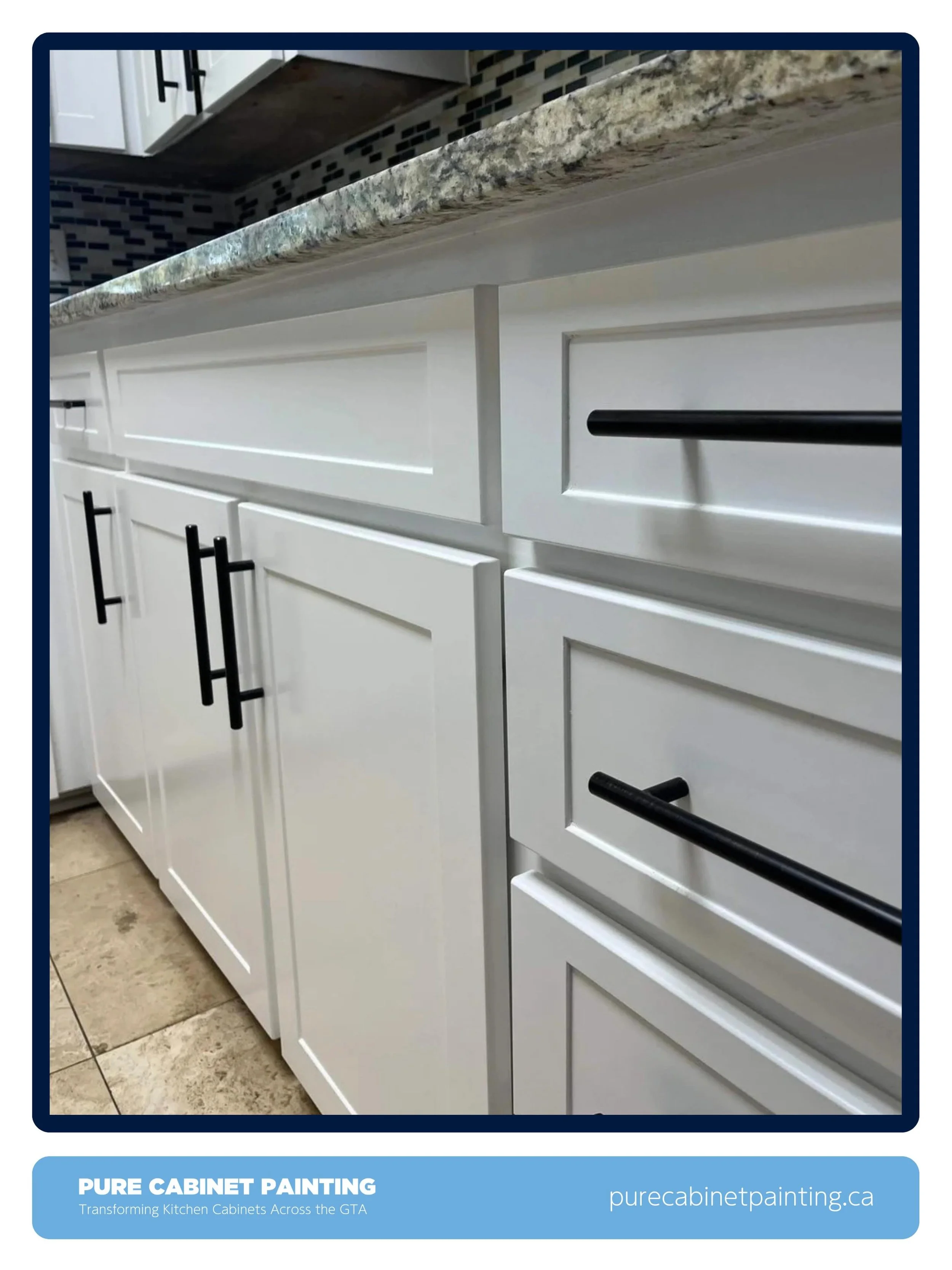 Small details matter, and clean hardware against freshly finished cabinets can make the whole kitchen feel sharper.