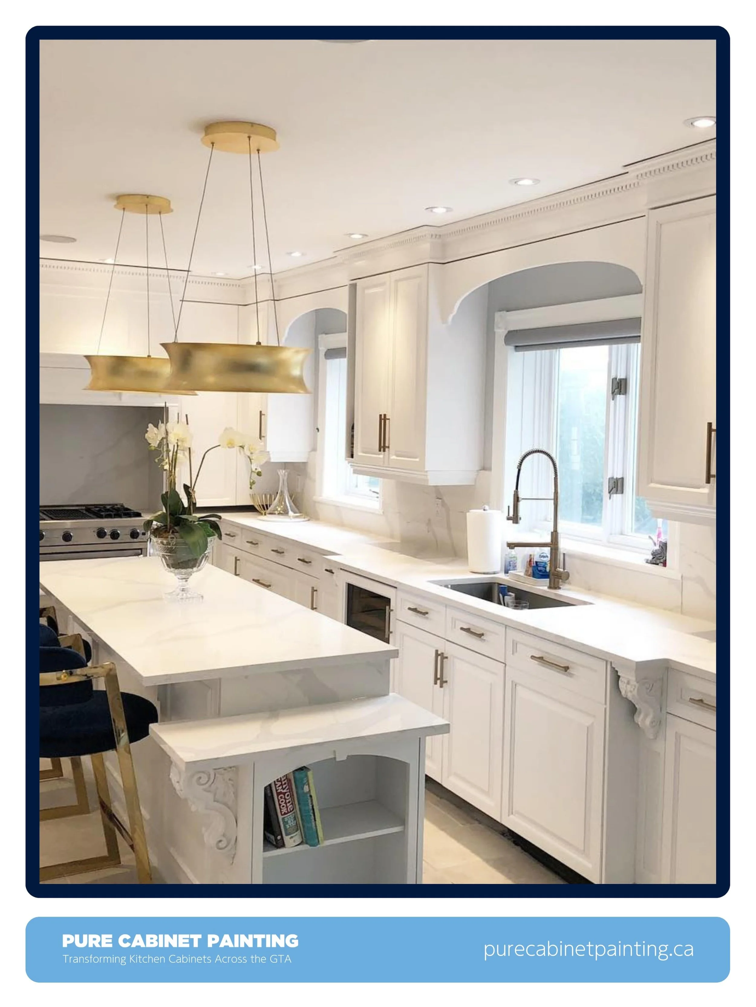 White cabinets are popular for a reason.
They brighten the room, make the space feel bigger, and give the kitchen a clean look that works with almost any style.

The key is making sure the finish is done properly, because beautiful cabinets still nee