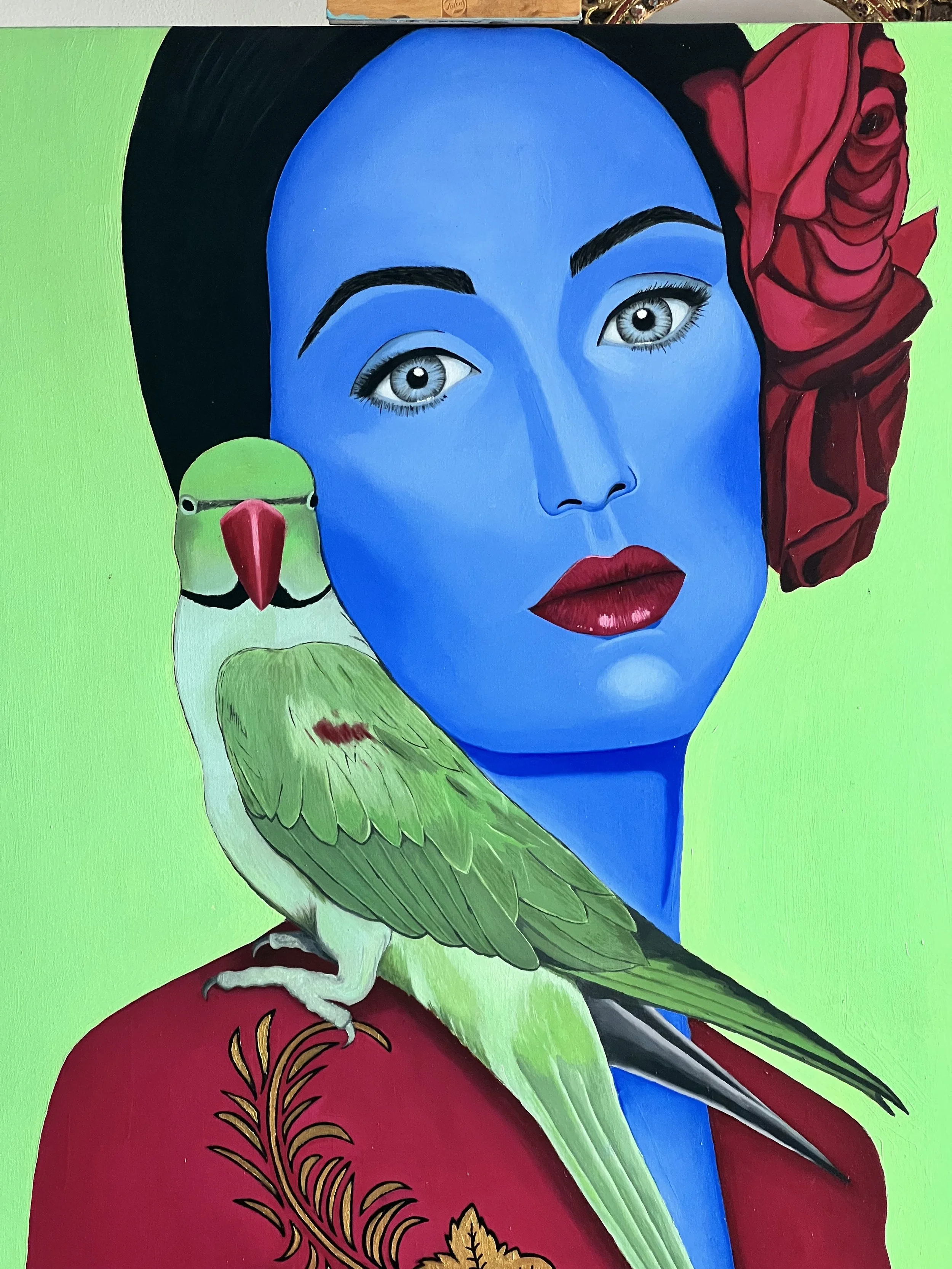 Blue Girl with Parrot