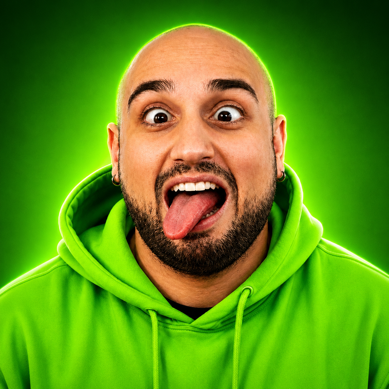 3DeePee horror gaming creator in neon green hoodie focused on survival horror, psychological horror and dark cinematic gaming experiences.