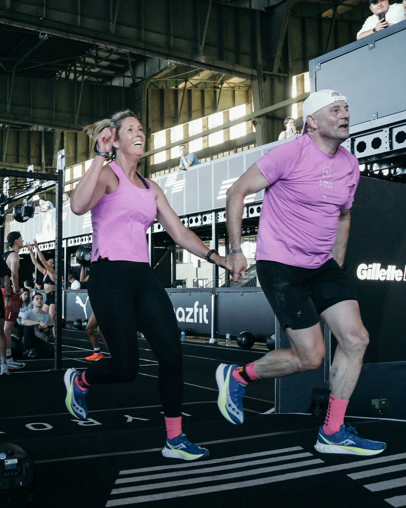 The Engine Room athletes cross the finish line at HYROX Berlin