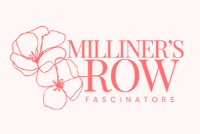 Logo for Milliner's Row Fascinators with a line drawing of a floral headpiece.