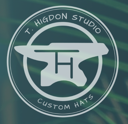Logo for T. Higdon Studio featuring a stylized hat with the initials T H, surrounded by the text 'T. Higdon Studio' and 'Custom Hats'