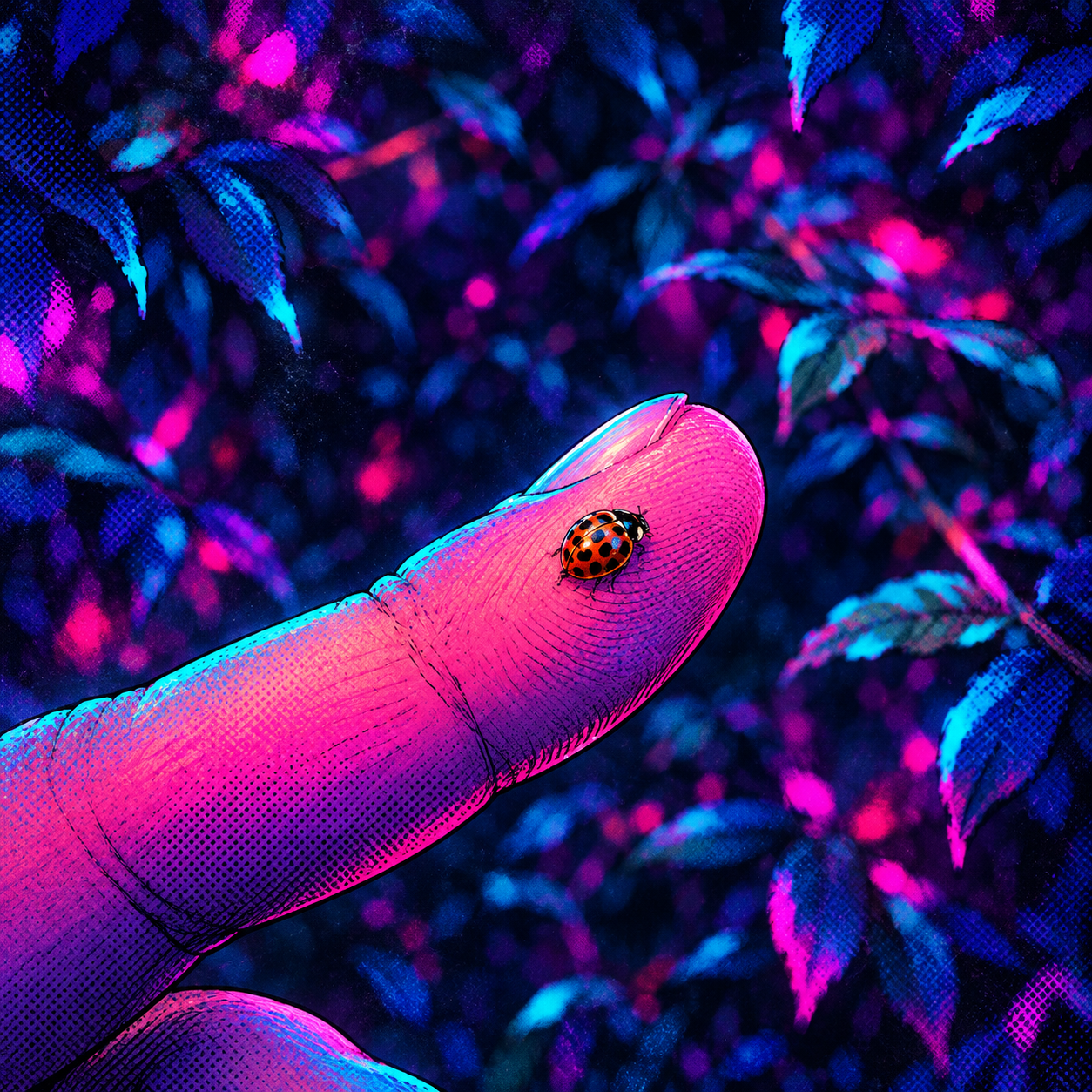 Neon Ladybird on a Finger (1).png