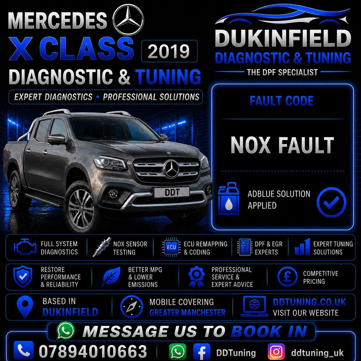 📍 Based in Dukinfield 
🧭 Mobile covering Greater Manchester 
💻 ddtuning.co.uk
📩 Message us to book in
☎️ 07894010663 

🔧 Our Services

✅ Performance remapping
✅ Fuel economy improvements
✅ DPF / EGR / AdBlue solutions
✅ Fast, reliable file servi