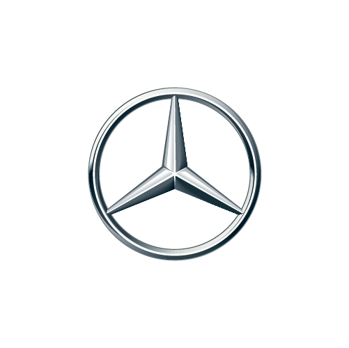Mercedes-Benz logo with a fuel gauge indicator showing low fuel