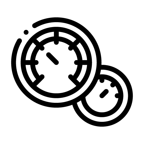 A black and white icon of Speedometer clocks