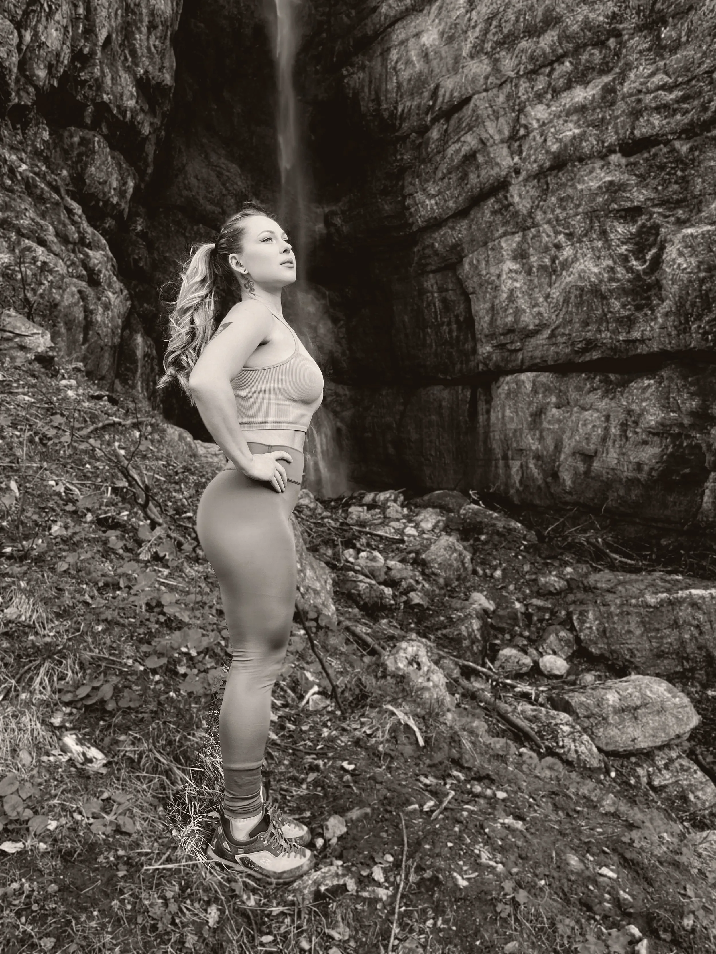 Personal trainer Alina Delfino in the Swiss mountains