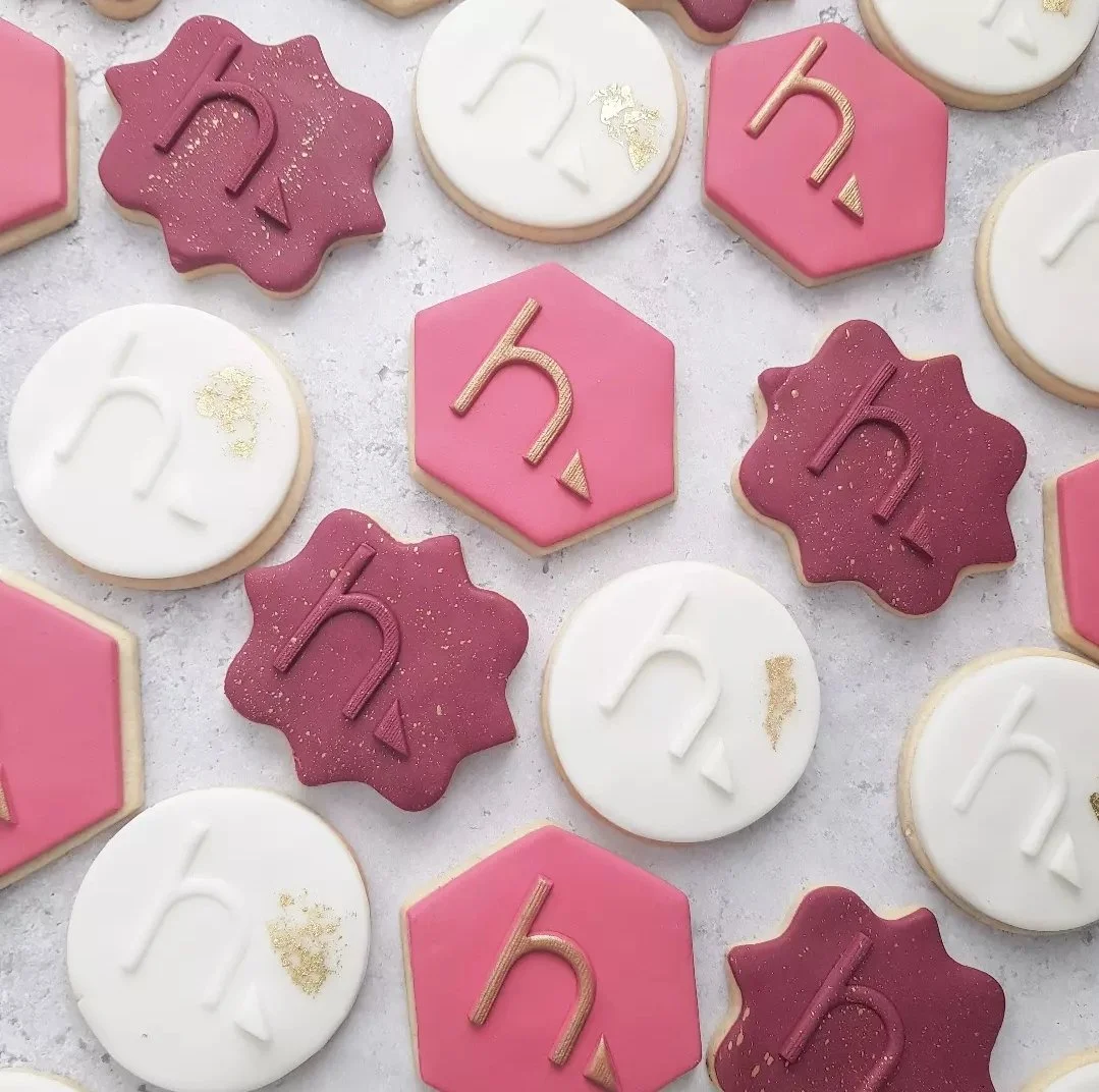 Custom branded logo cookies for product launches, corporate gifting and promotional events