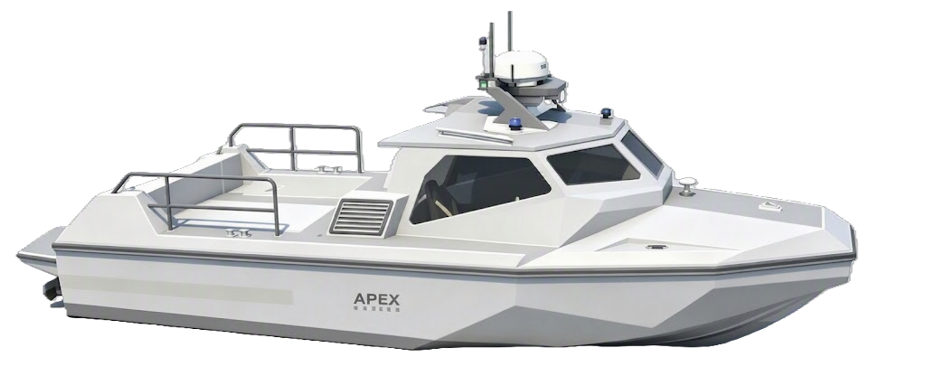 APEXSEA A-840 8.4m high-speed manned and unmanned dual-mode offshore vessel powered by twin diesel engines, delivering 30 knots speed and 200 nautical miles range for scientific marine transit and coastal survey.
