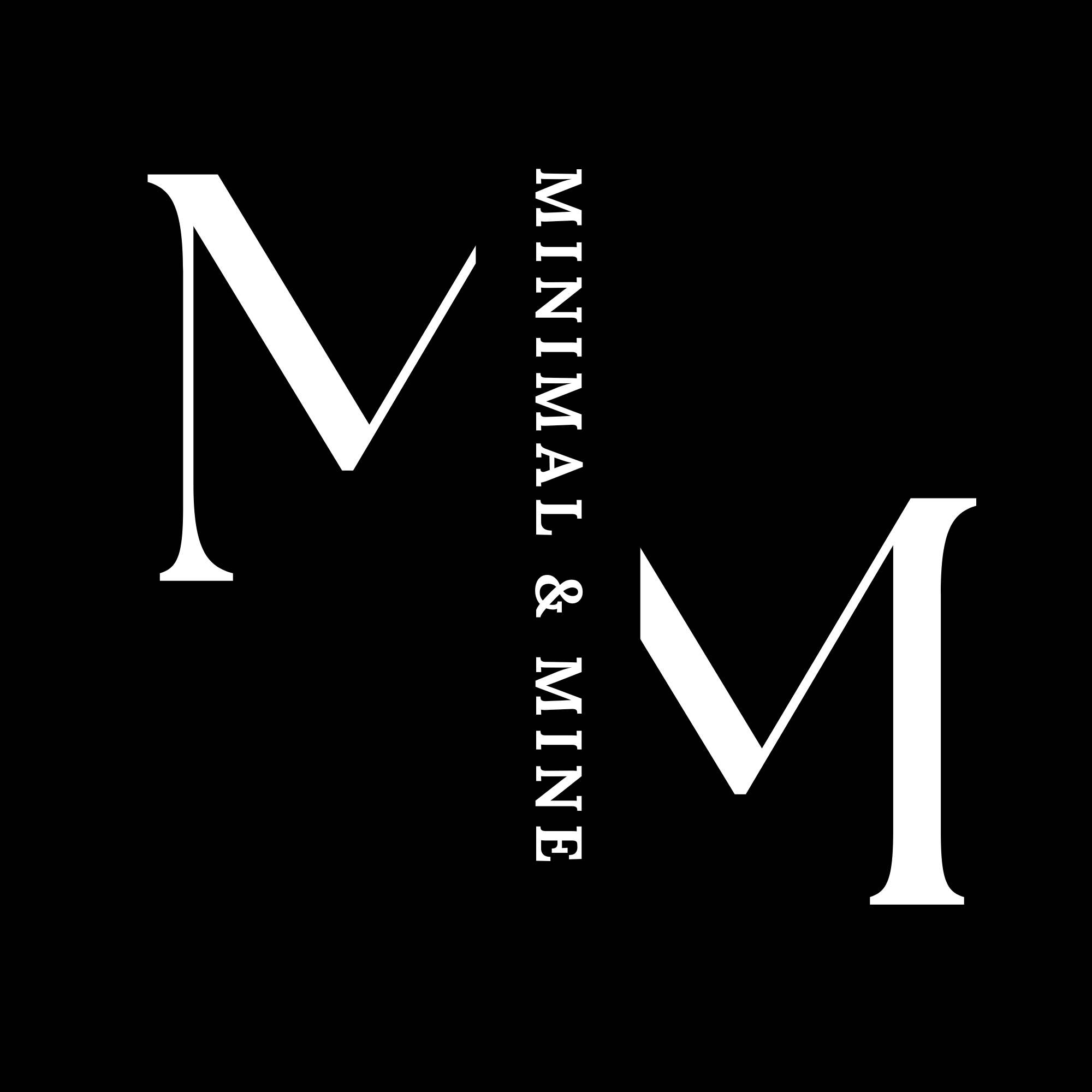 Black background with intertwined white and black stylized text, reading Minimal & Mine.  A local Calgary custom candle company.