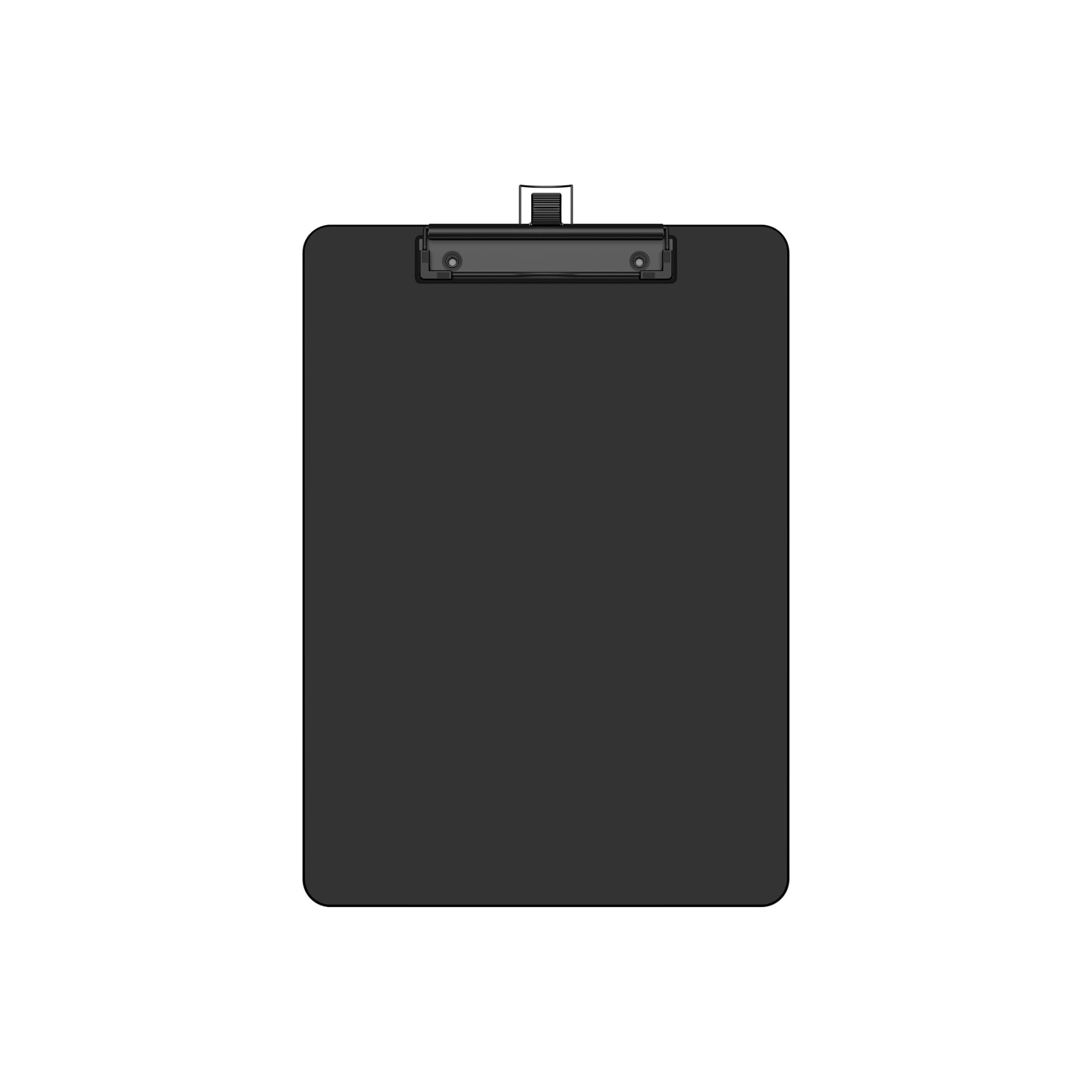 Top view of a black electronic device, showing a rectangular screen or panel with rounded edges, mounted on a white background.