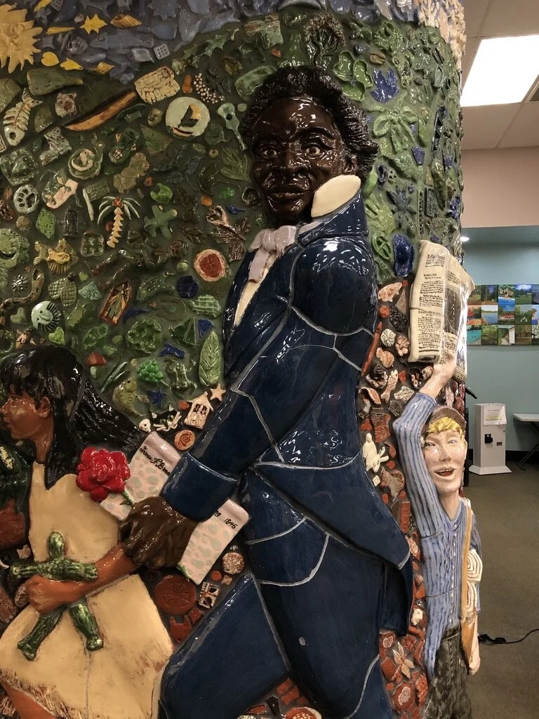 Brown is featured on a colorful 3D sculpture/mural that greets visitors at the Howland Library. Mika Seeger and volunteers from the Beacon Sloop Club created this mural with clay from the Hudson River in 1992. Brown's dignified visage was inspired b…