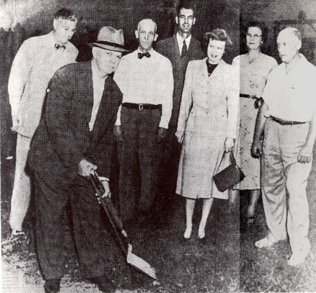 Henry L.A. Forrestal, brother of James Forrestal, breaks ground for the new Forrestal School