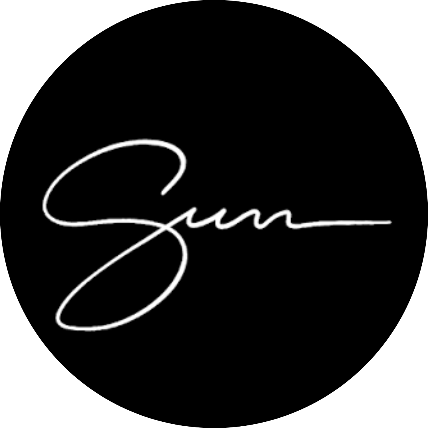 White cursive text that says "Sun" on a black background.