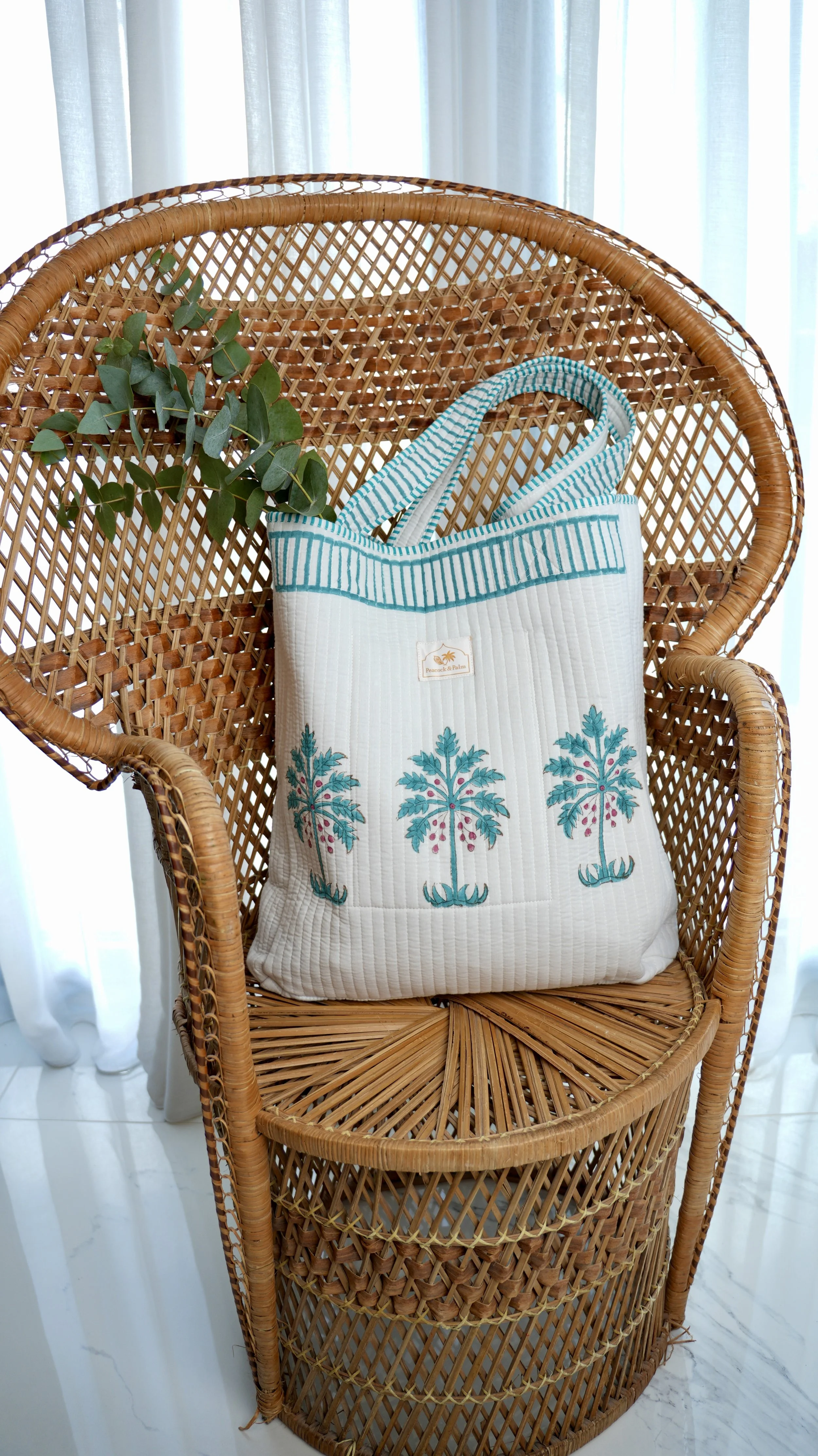 Peacock Palm Tote Bag