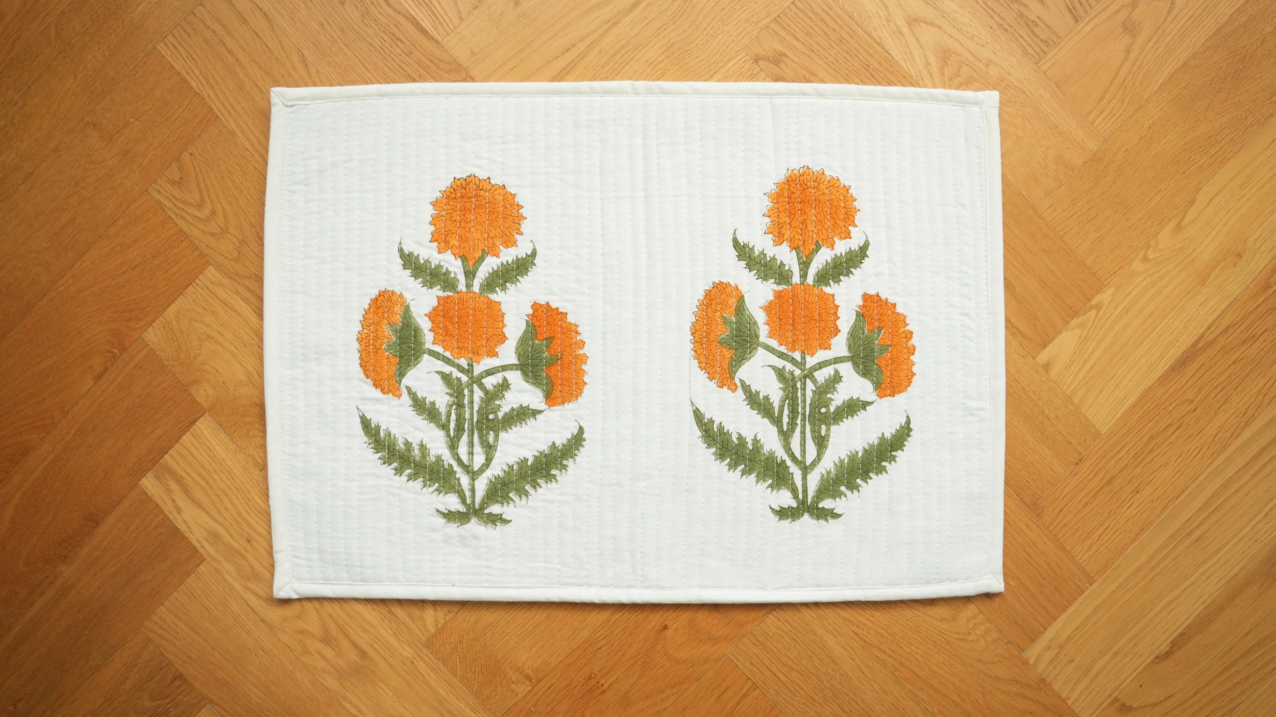 Marigold Quilted Placemat and Napkin set.