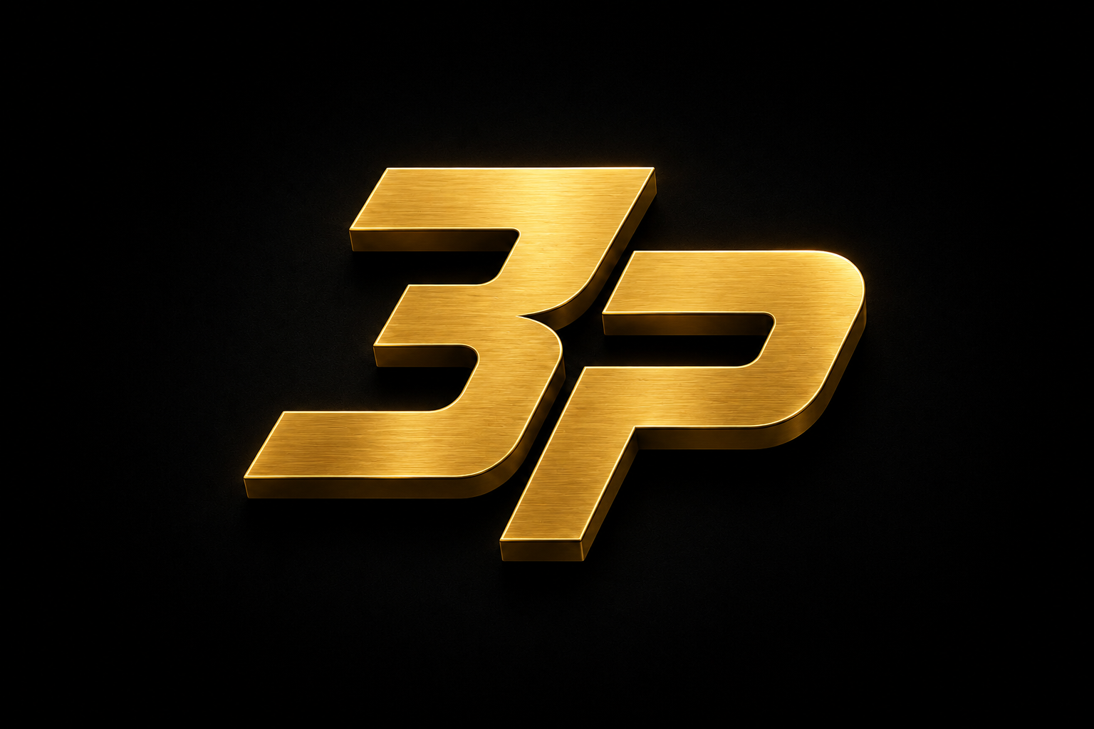 Gold 3P logo on a black background.