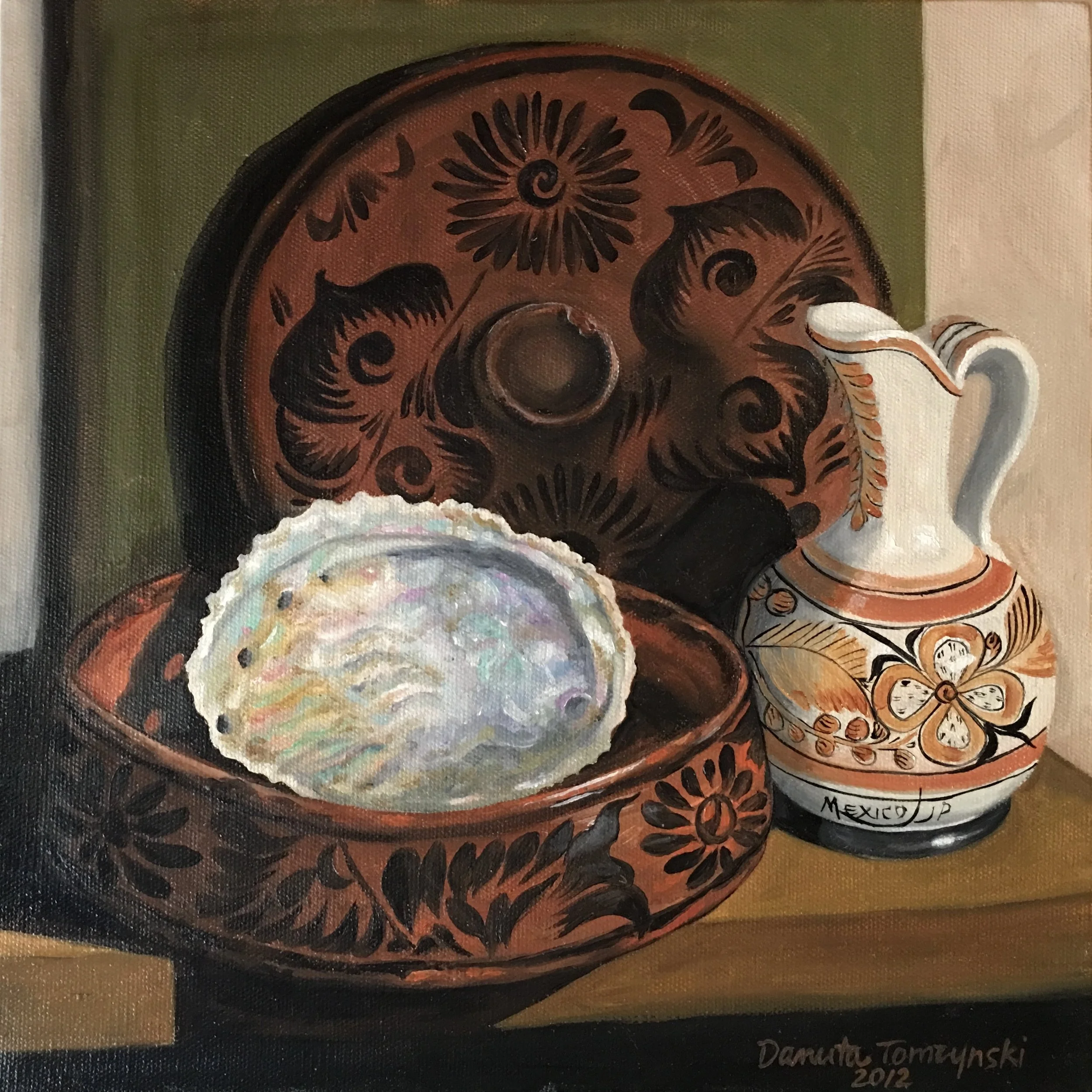 BROWN LIDDED SET WITH ABALONE