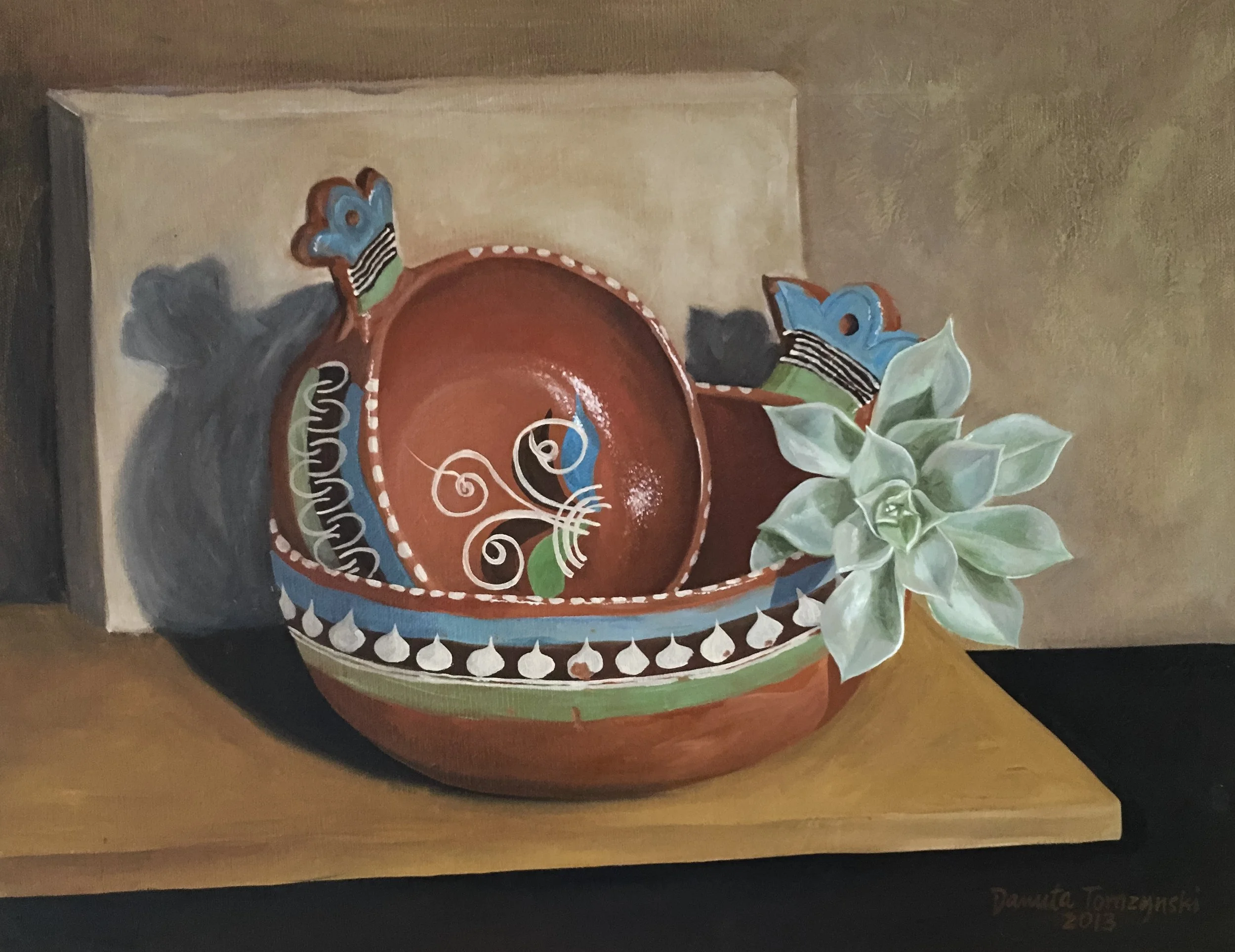 PAINTED TERRA COTTA NESTING & SUCCULENT