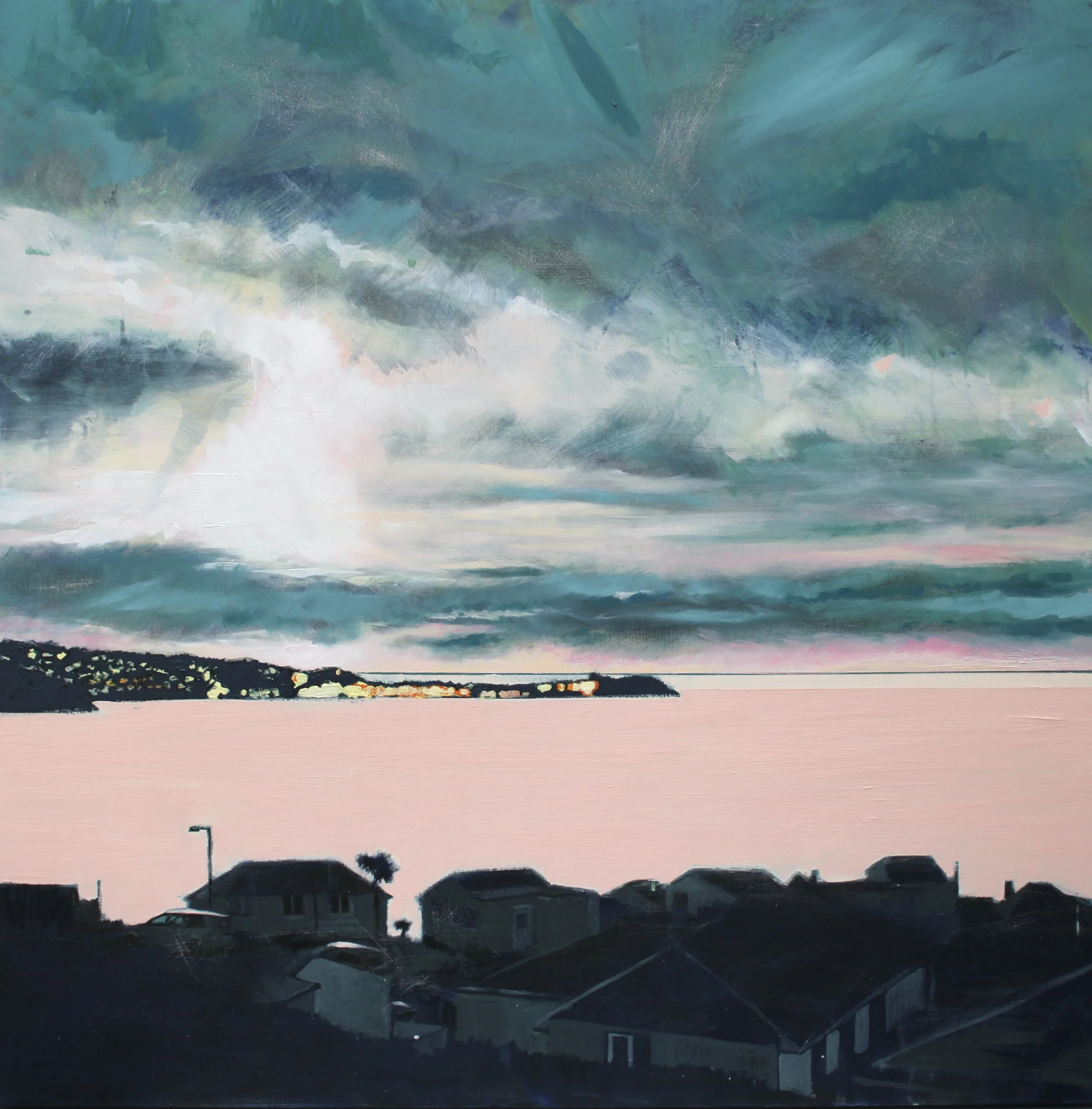 Original painting of St Ives Bay by artist Steven Platt, painted with acrylics, exhibited at the summerhouse gallery in Marazion, Cornwall