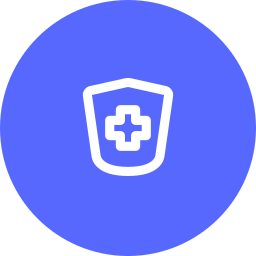 Health icon featuring a shield with a medical cross in the center.