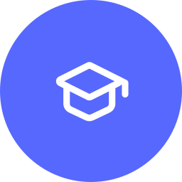 Icon of a graduation cap inside a blue circle.