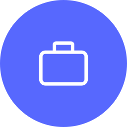 Briefcase icon on a blue circular background.
