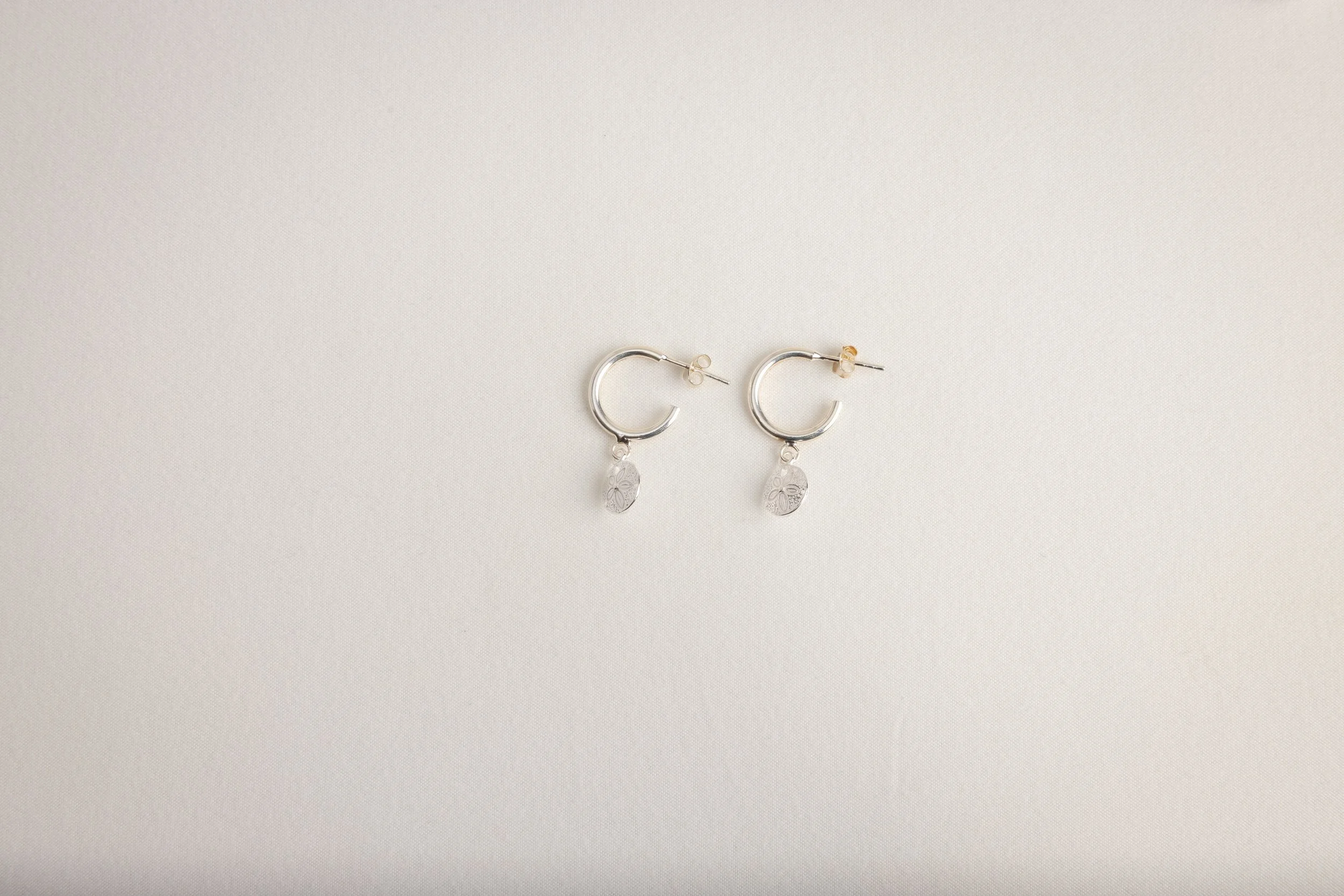 Sterling Silver Sand Dollar Hoop Earrings