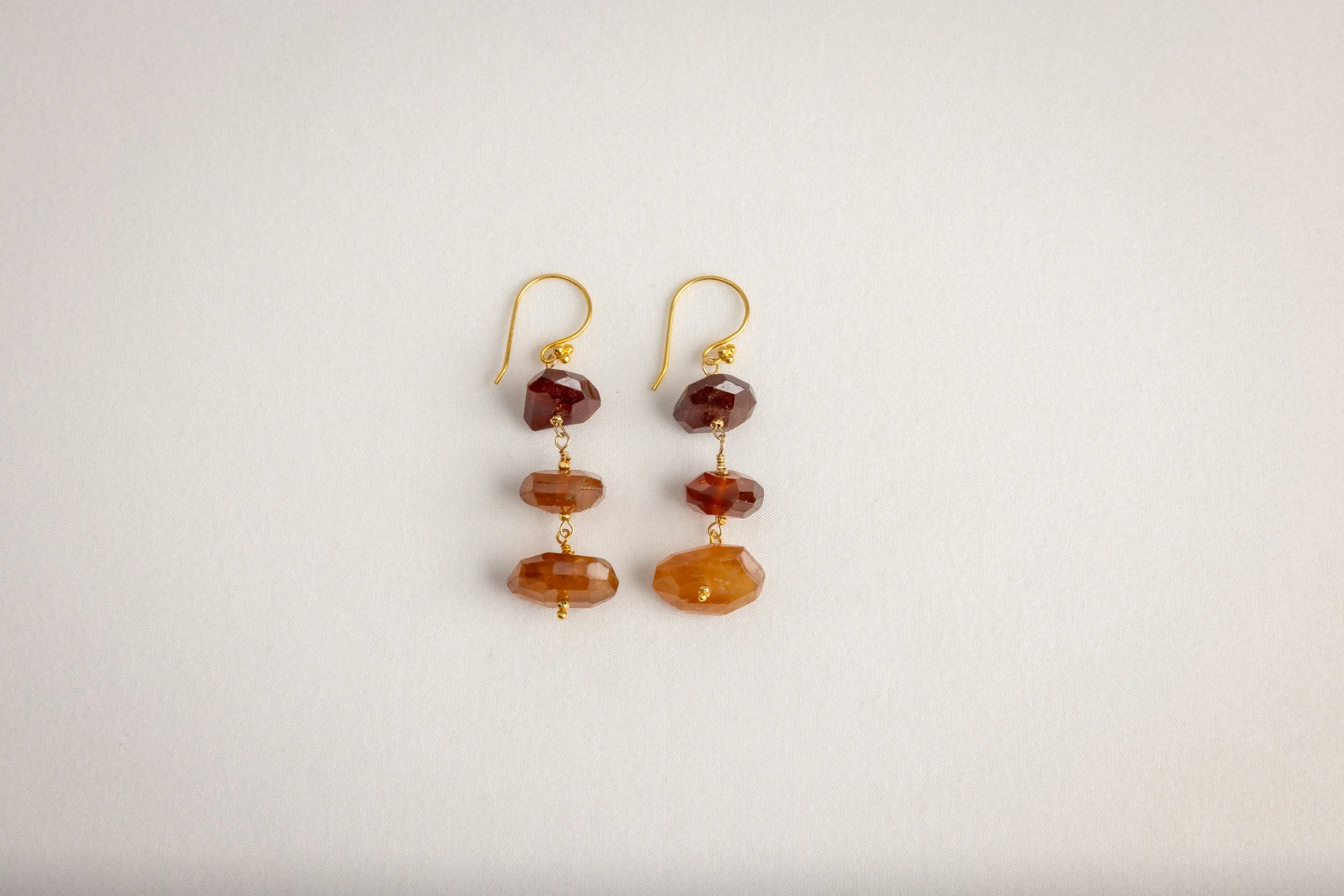 Organic Ombré Hessinite Garnet Waterfall Earrings