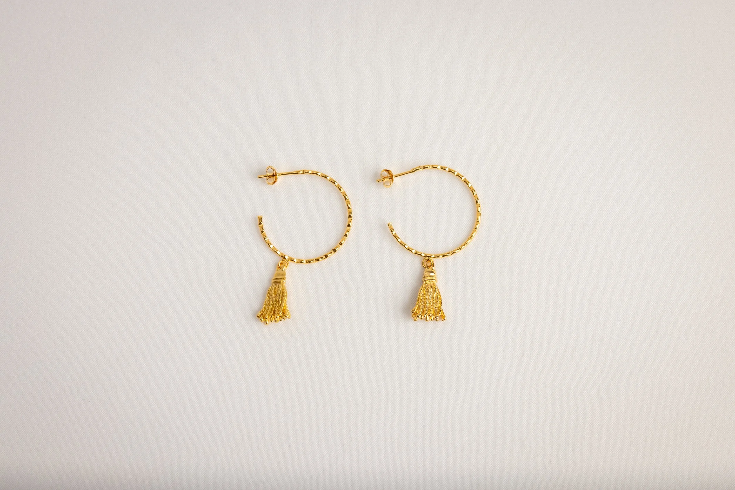 Gold Hoop and Tassel Earrings