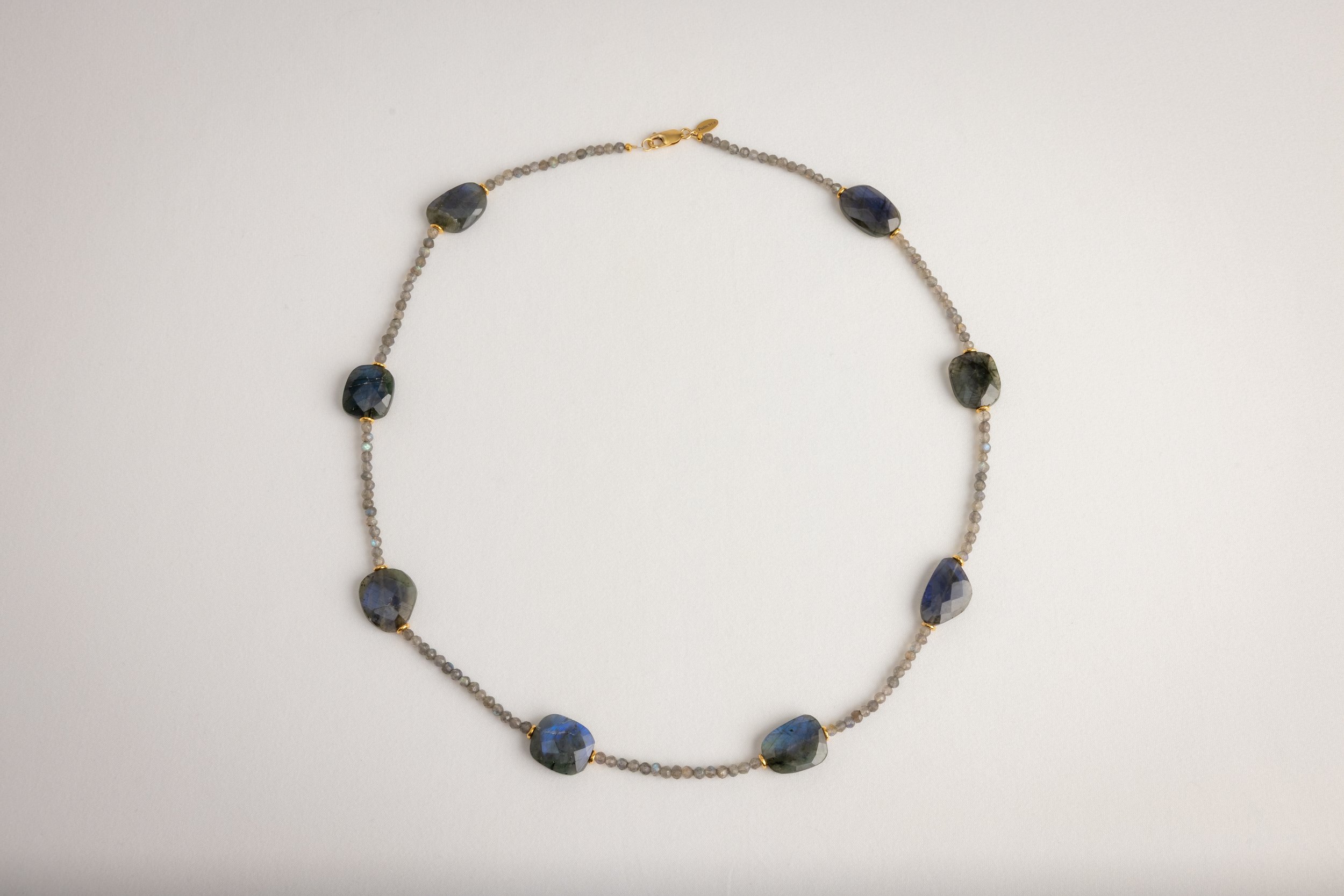Labradorite and Gold Slab Stone Necklace