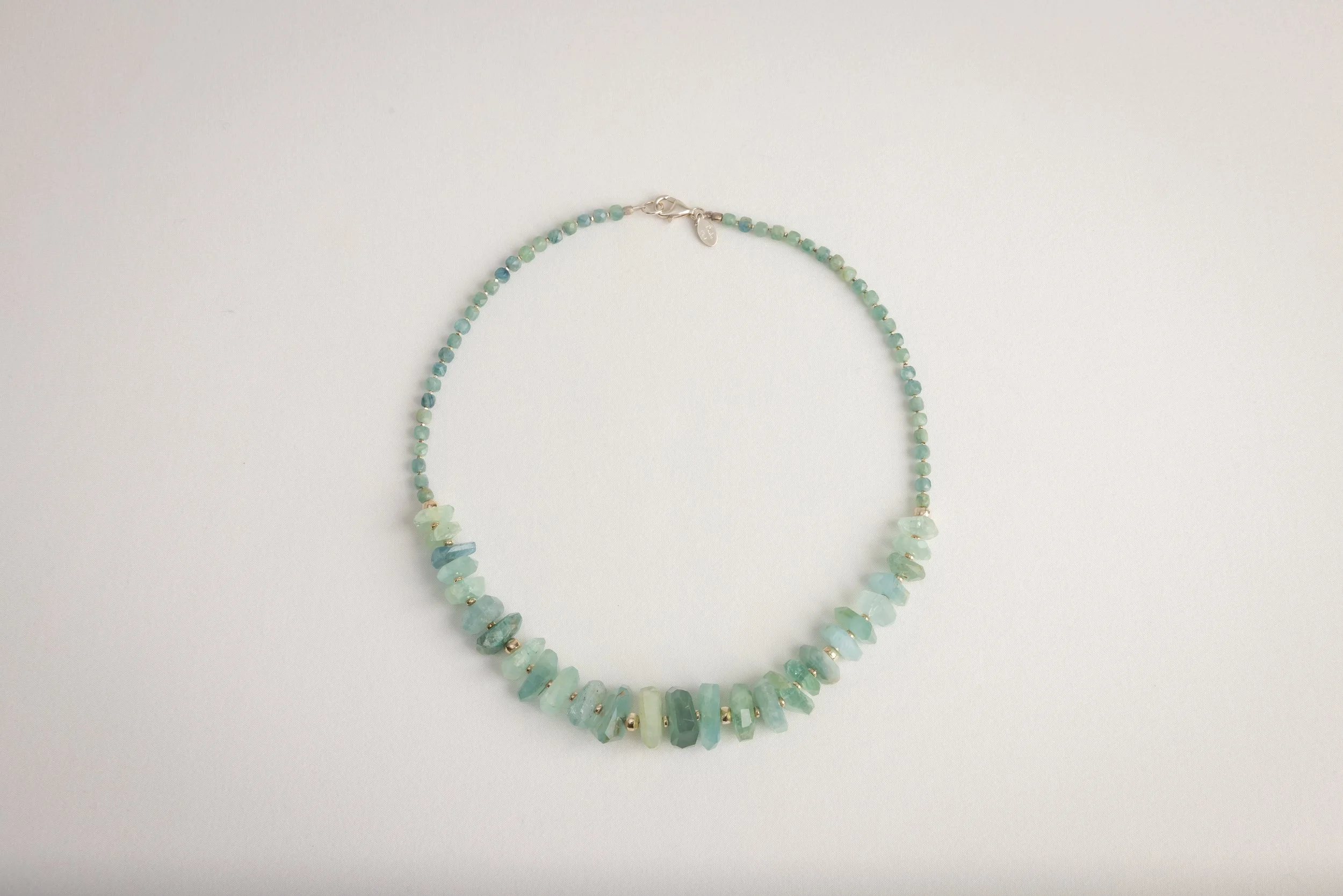 Organic Aquamarine and Silver Bead Necklace