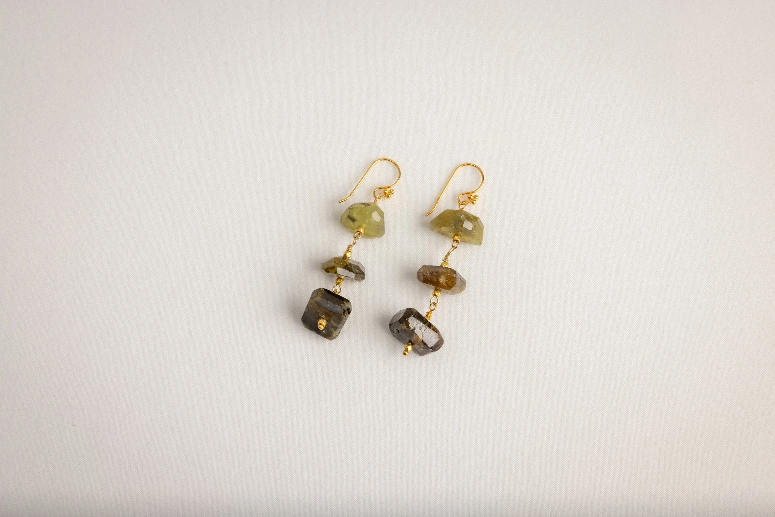 Green Garnet Organic Drop Earrings