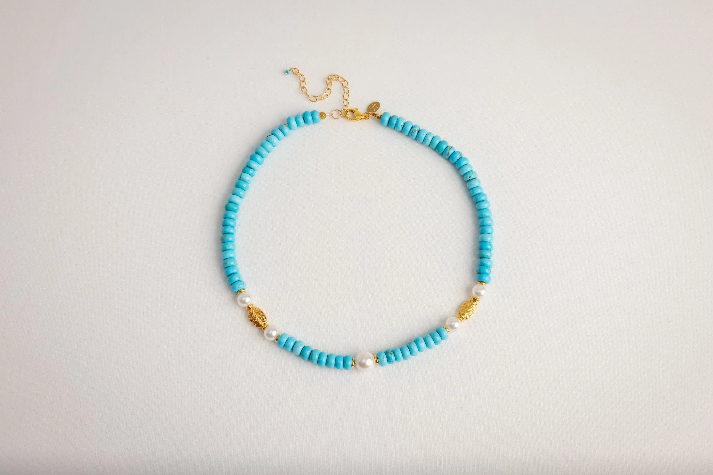Turquoise and Pearl Ornate necklace