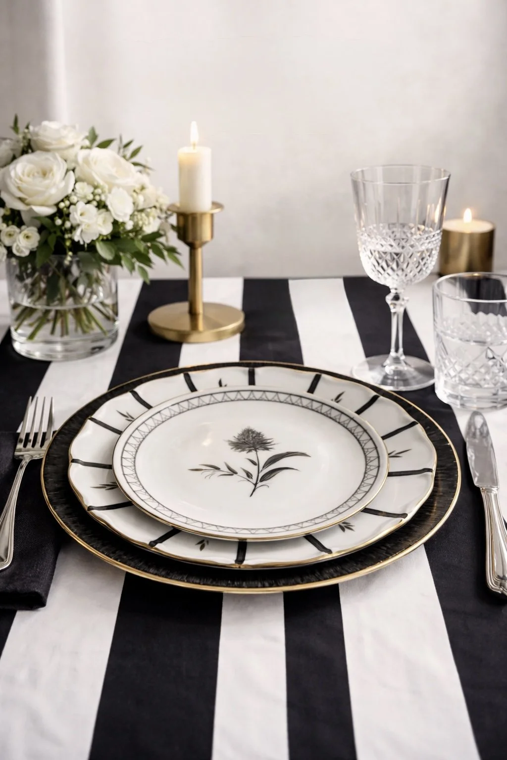 MADRID · Complete Tableware Set Hand-painted Langenthal porcelain with gold rim