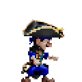 Personnage de style pixel art en costume de marin ou pirate