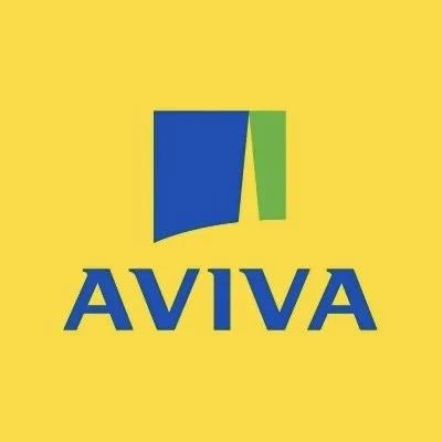 Aviva insurance company logo on a yellow background