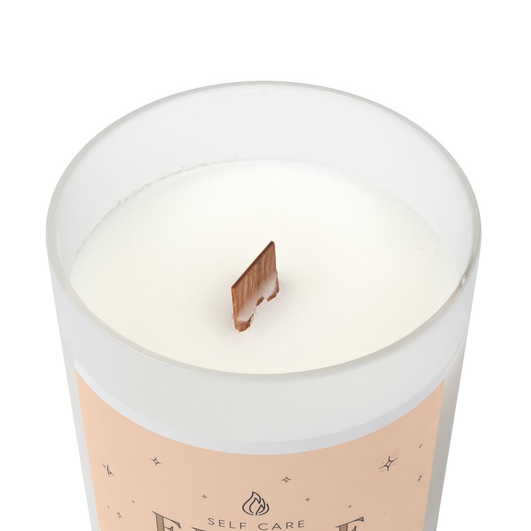 Self Care Flare Candle Frosted Glass 11oz | Crackling Wood Wick, Soy Coconut Blend
