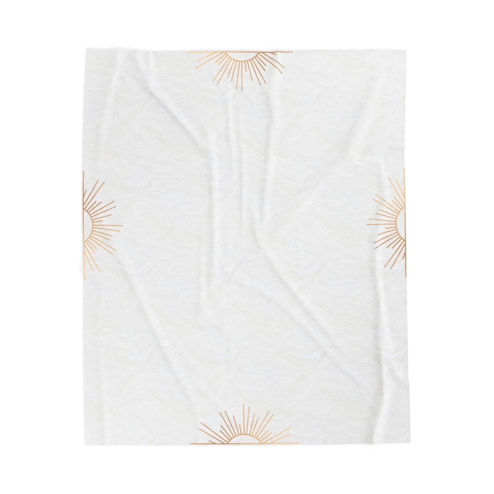 Boho Sun Velveteen Plush Blanket — Soft Neutral Sunburst Throw