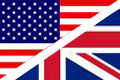 American and British flags combined in a split design