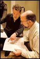 Harlan Parker, director of The Peabody Wind Ensemble, with composer David Gaines.