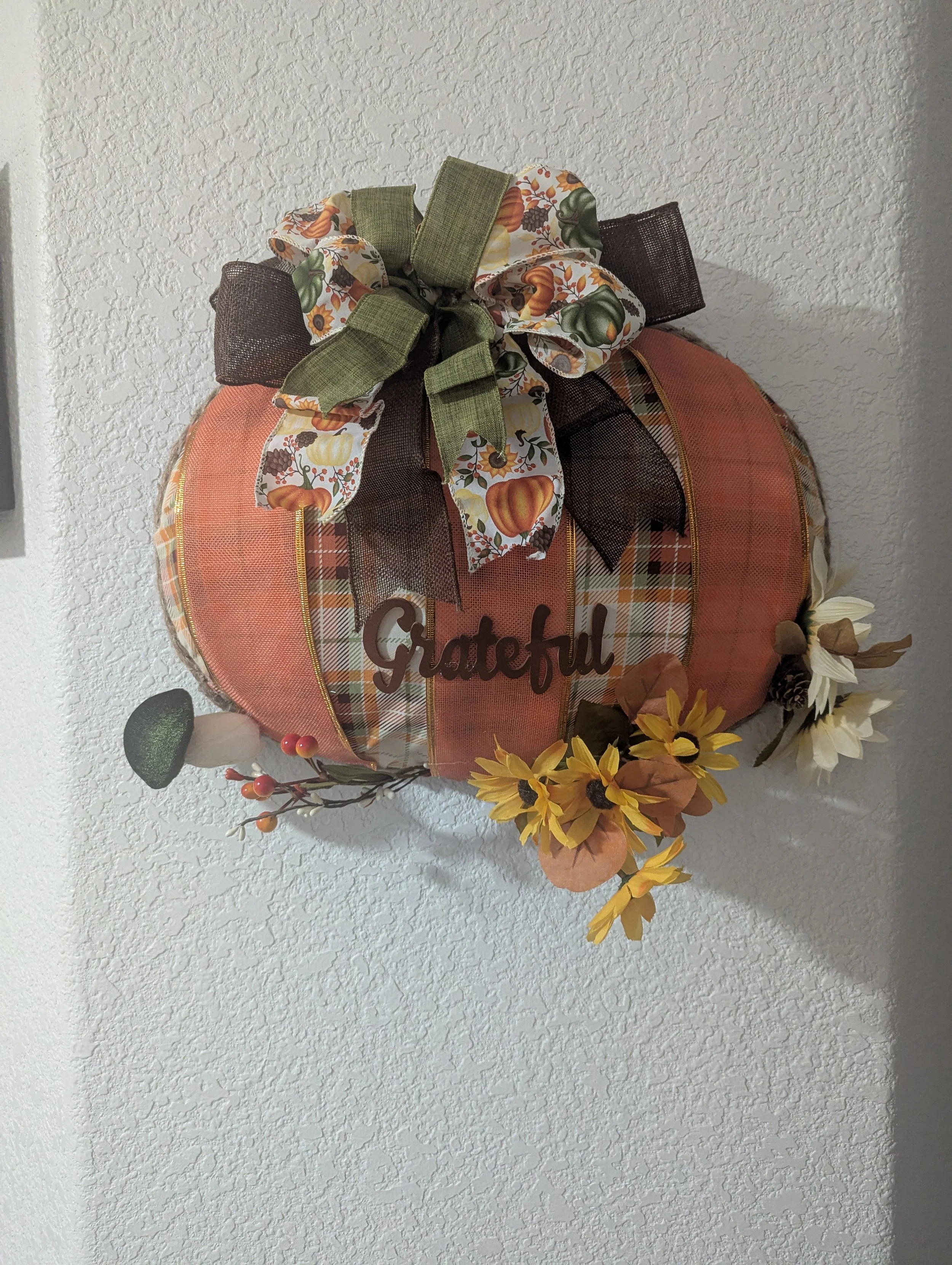Autumn Plaid Pumpkin Wreath