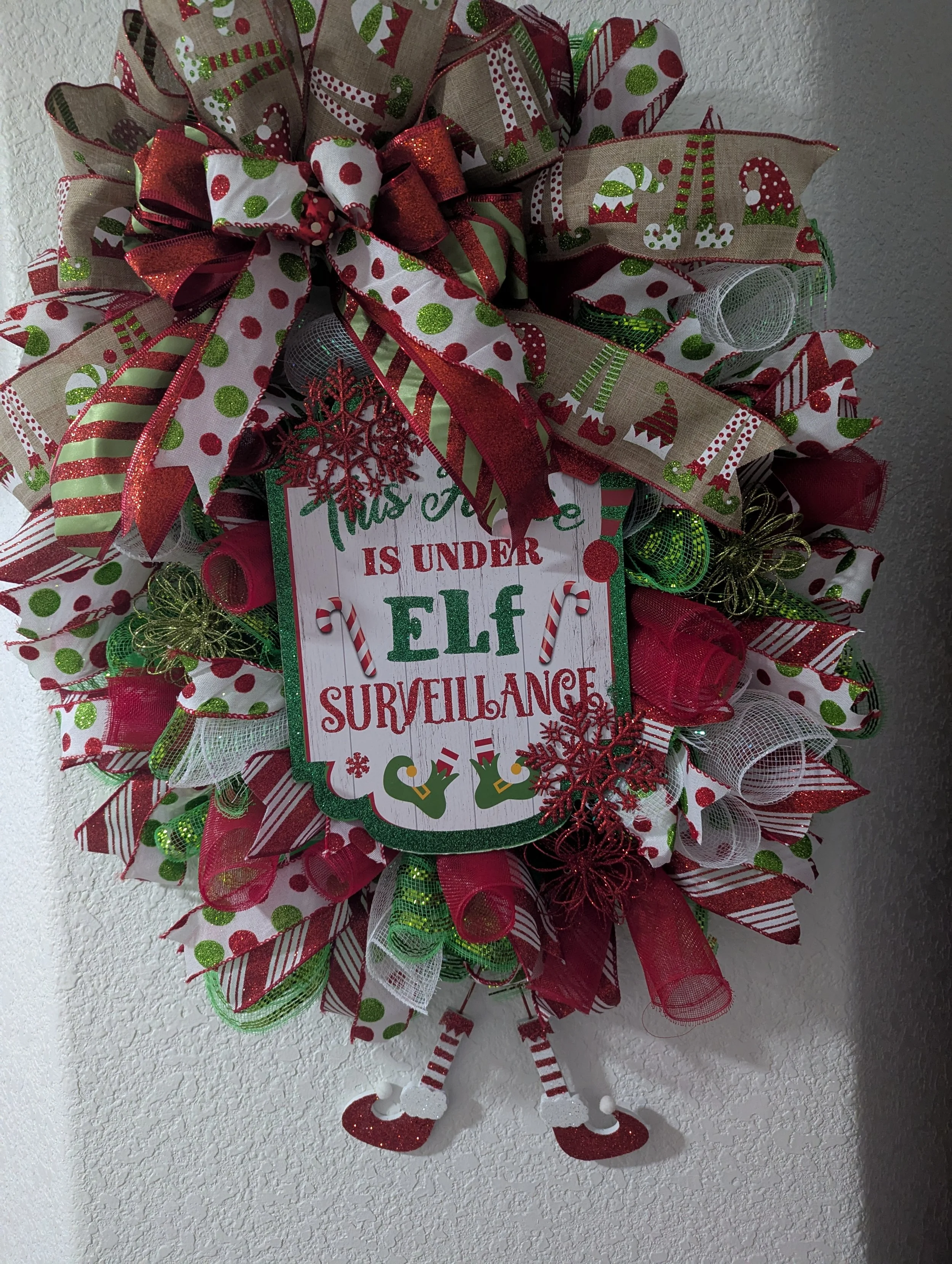 Festive Elf Surveillance Christmas Wreath