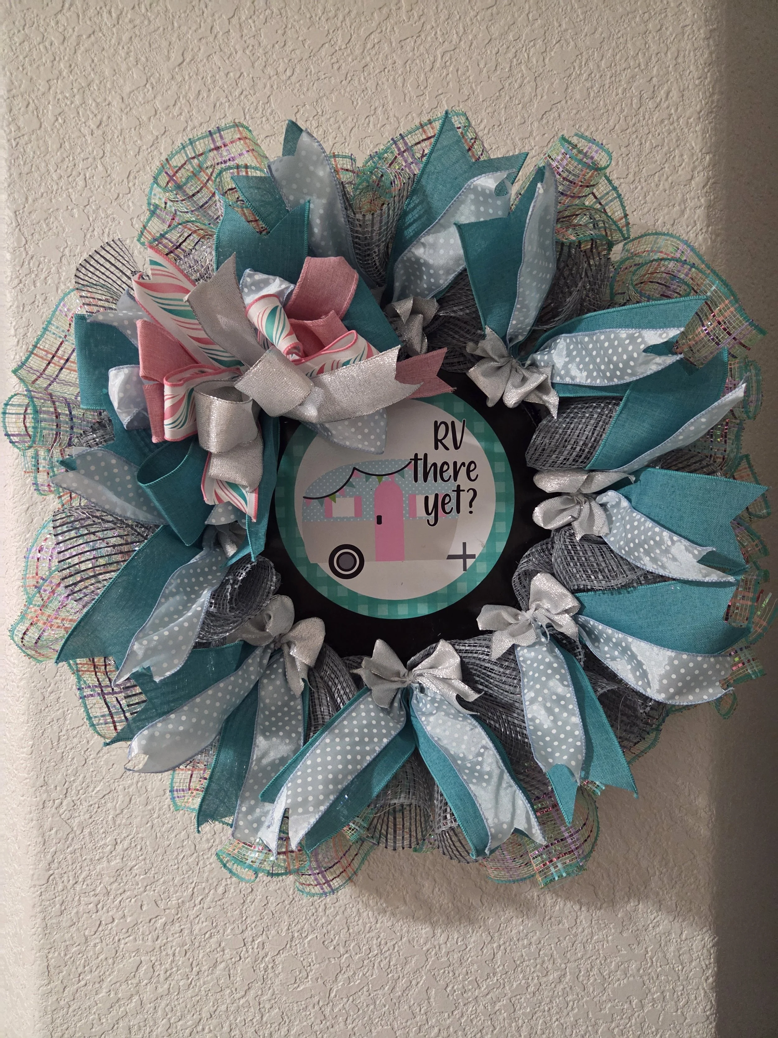 'RV There Yet?' Mesh and Ribbon Wreath