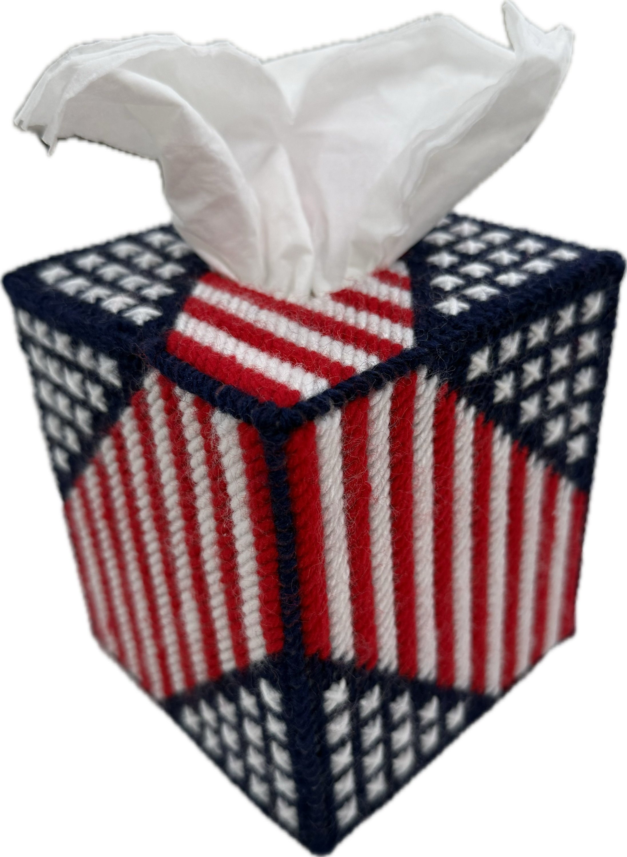 Red White and Blue Square Tissue Box Holder